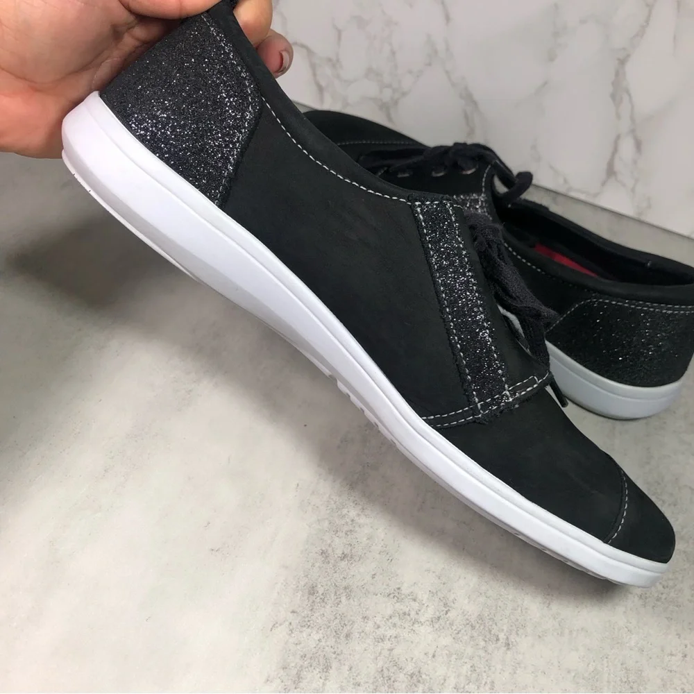 SAS Black Lace-Up Women's Sneakers with White Sole - Picture 5 of 11